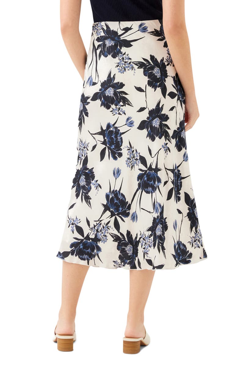 Karen Kane Floral Bias Cut Satin Midi Skirt, Alternate, color, Print