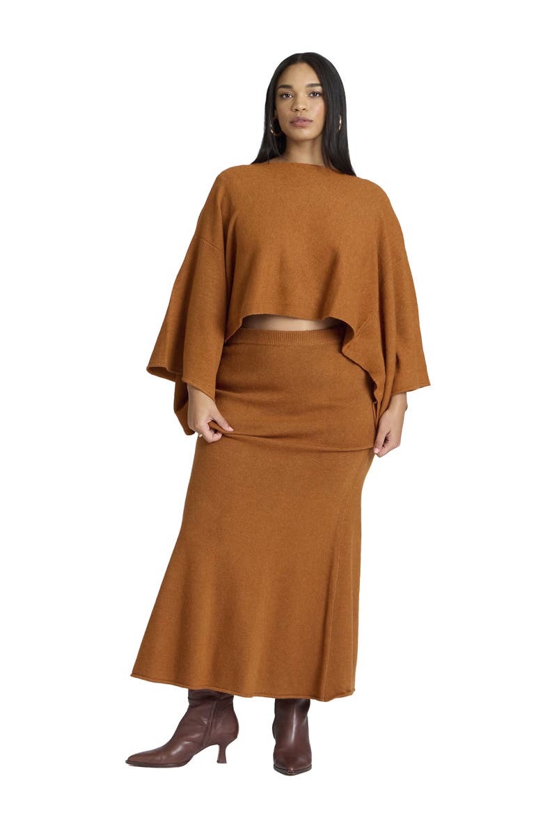 ELOQUII Sweater Maxi Skirt, Main, color, Gingersnap