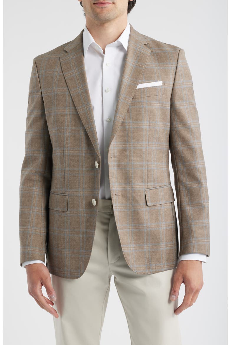 Hutson Slim Fit Brown Plaid Wool Sport Coat, Main, color, OPEN BROWN