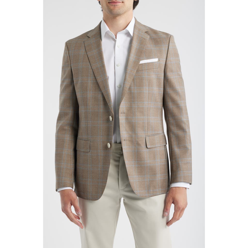 Hugo Boss Hutson Windowpane Check Wool Sport Coat In Brown