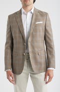 BOSS Hutson Slim Fit Brown Plaid Wool Sport Coat