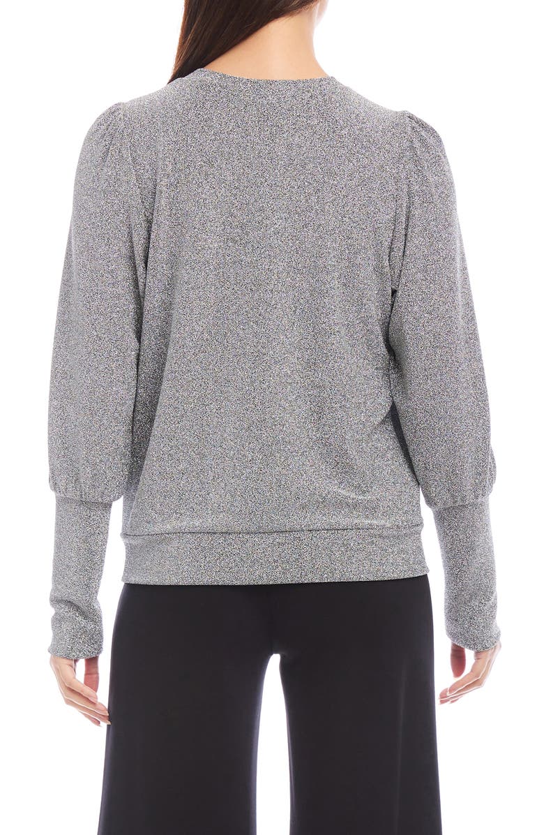 Karen Kane Metallic Knit Balloon Sleeve Top, Alternate, color, 