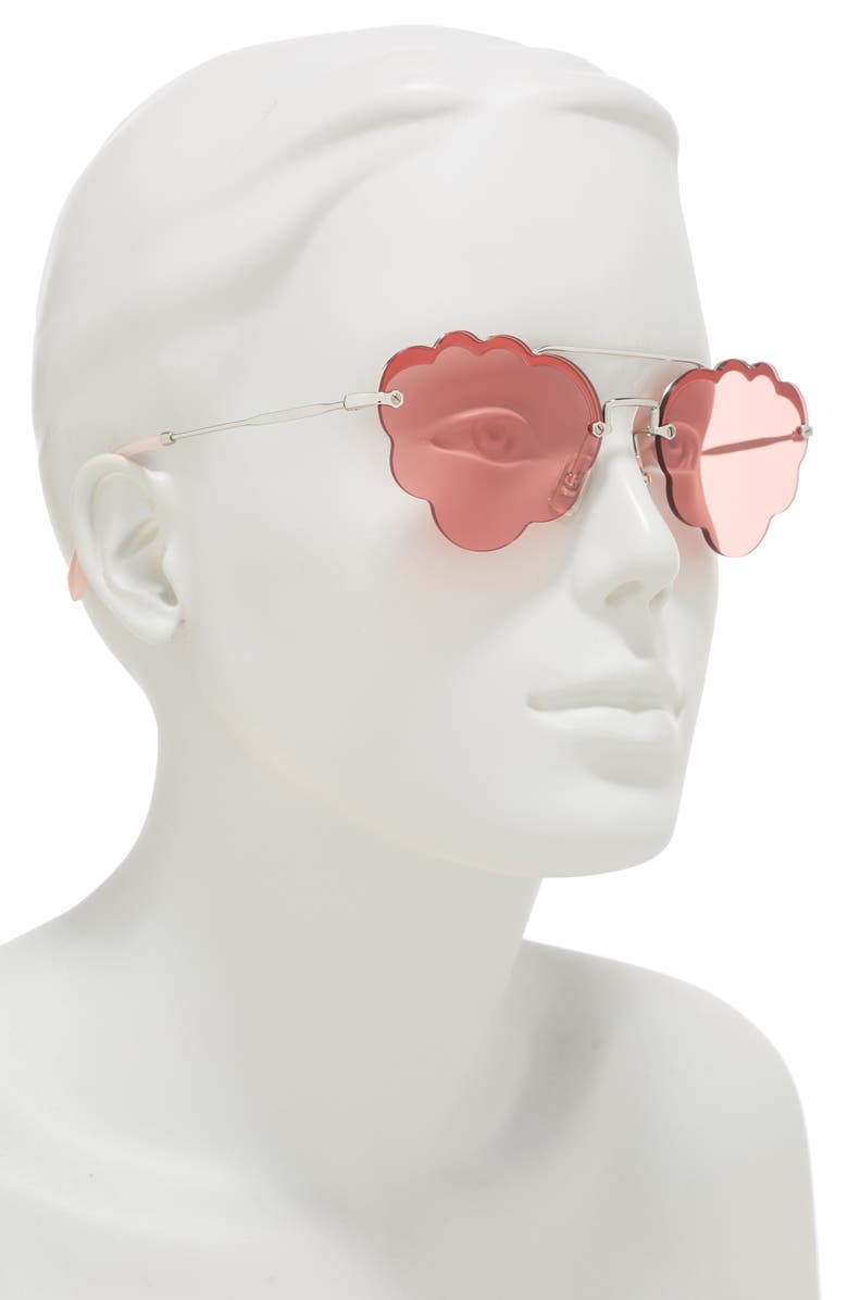 Miu Miu 58mm Irregular Fashion Sunglasses, Alternate, color, Silver / Pink Mir Flash Silver