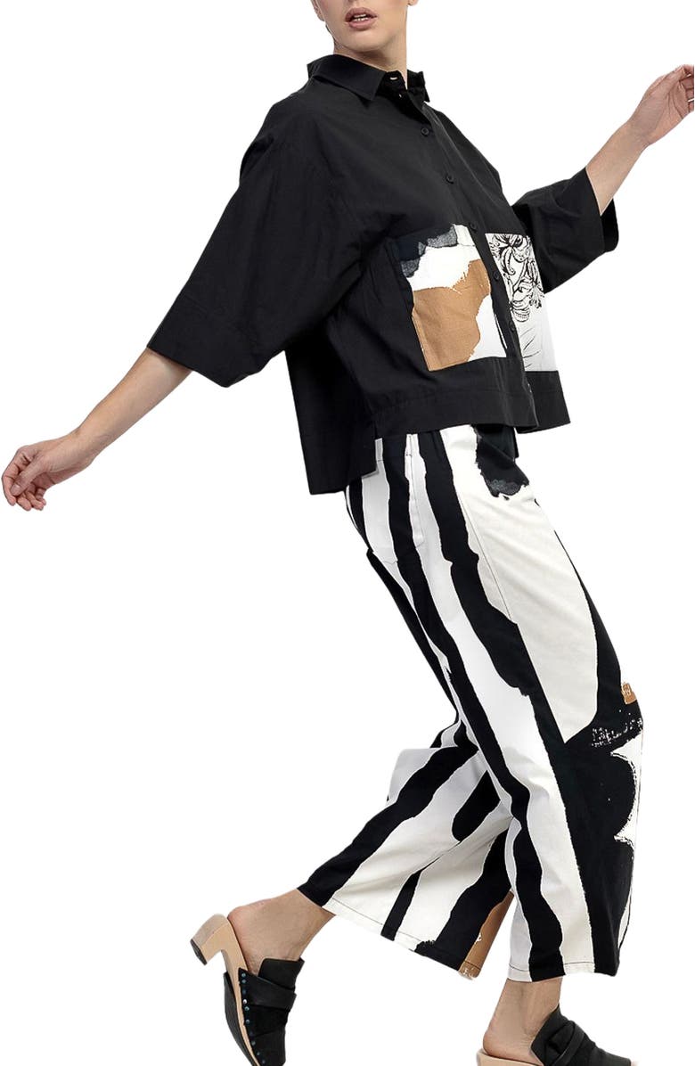 Alembika Zebra printed cropped wide leg pants, Alternate, color,