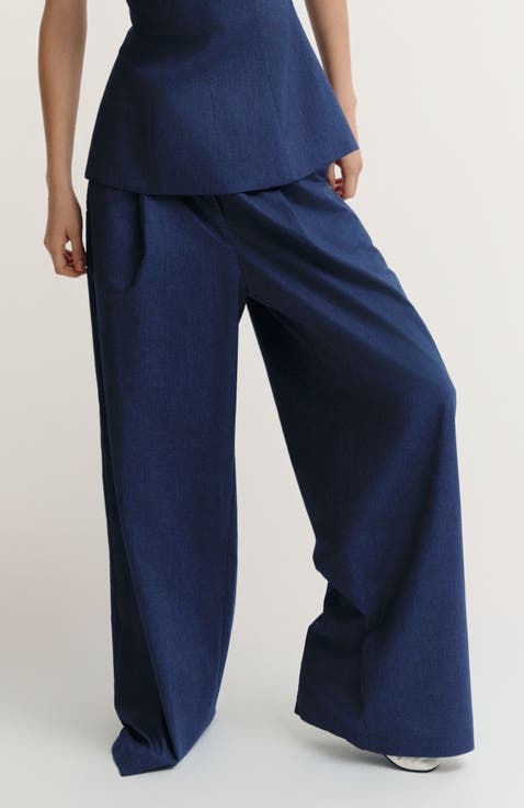Panca High Waist Wide Leg Cotton Pants