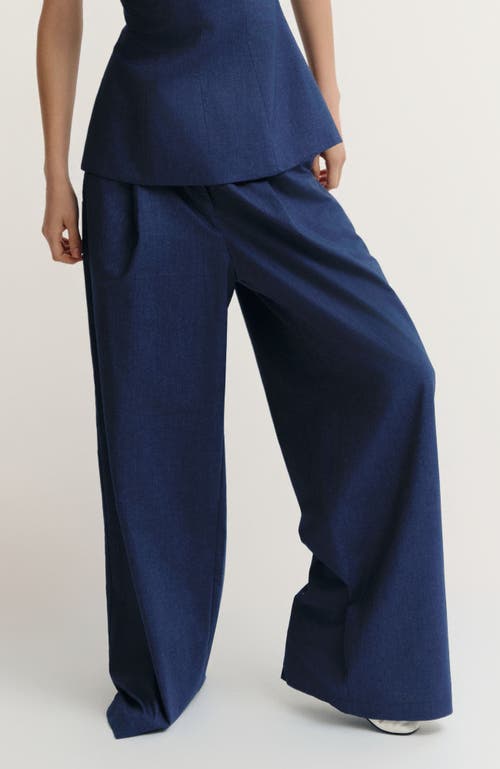 De Loreta Panca High Waist Wide Leg Cotton Pants in Navy Denim  product