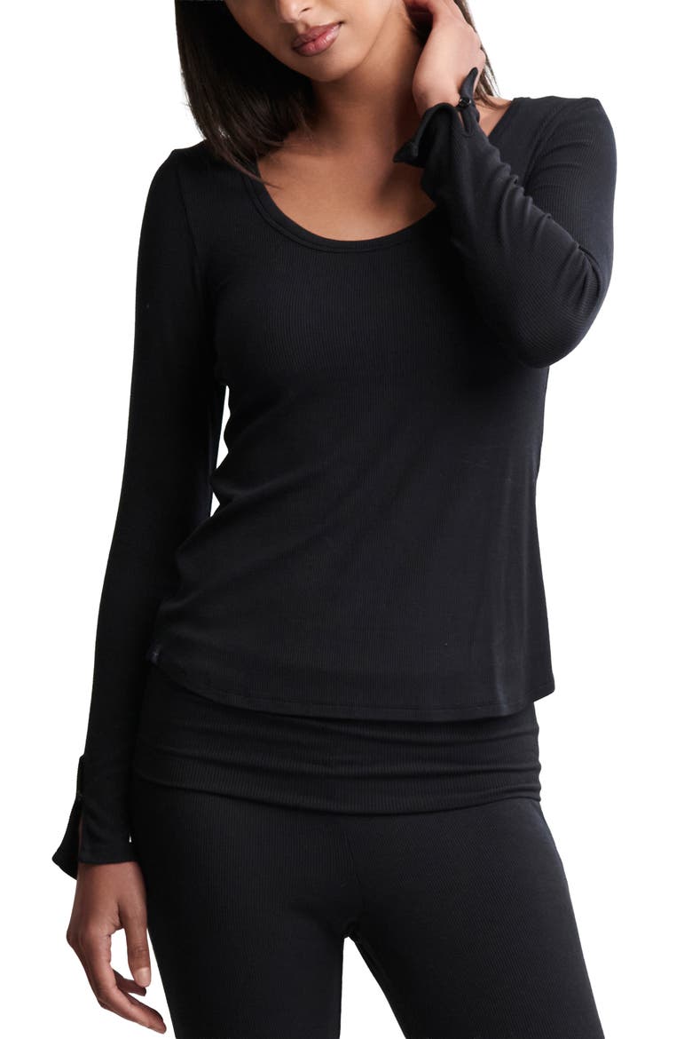 Ultra Lite® Rib Long Sleeve T-Shirt, Main, color, BLACK