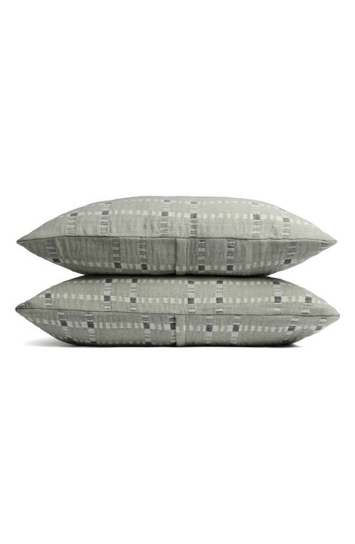 Parachute Grid Set Of 2 Cotton & Wool Shams In Green