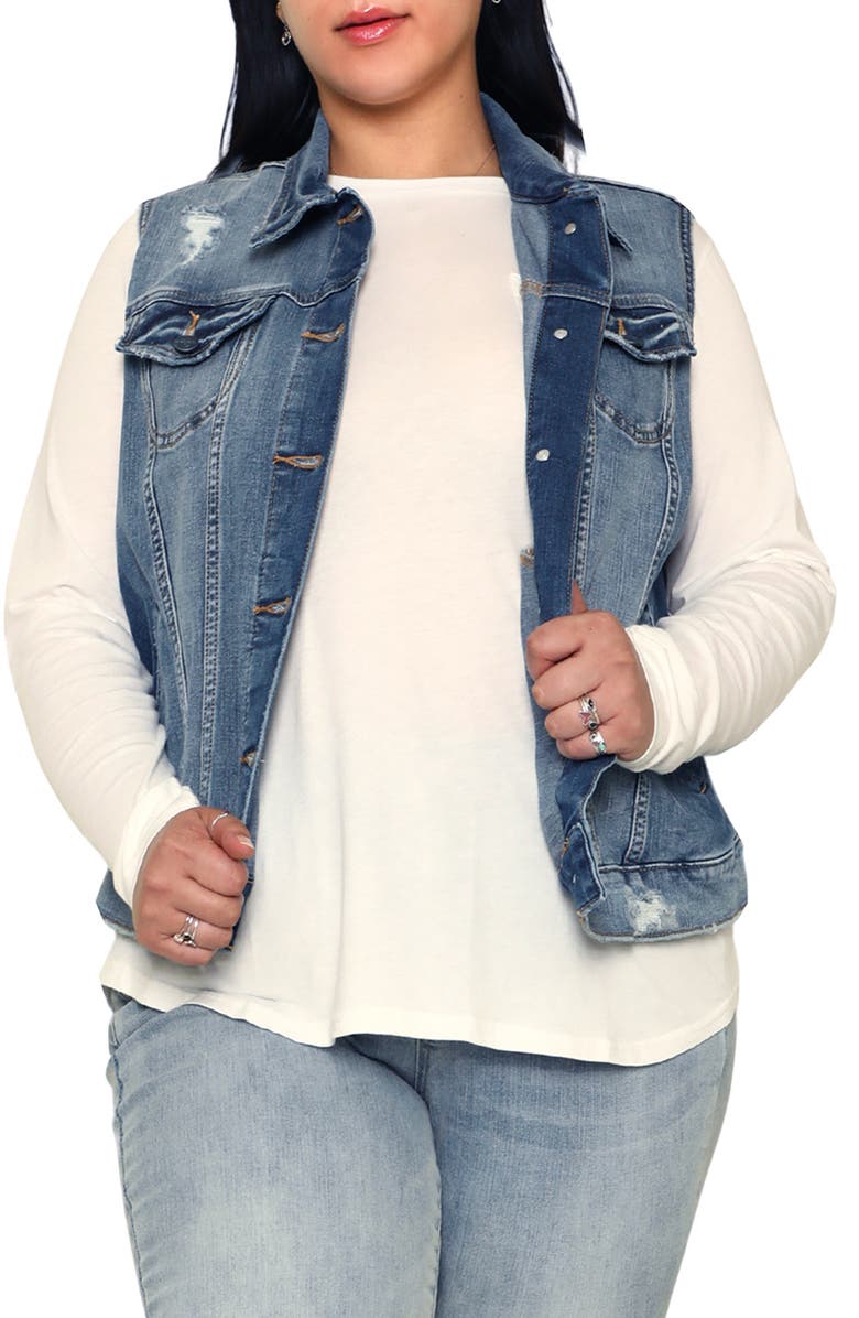 SLINK Jeans Denim Vest, Main, color, 