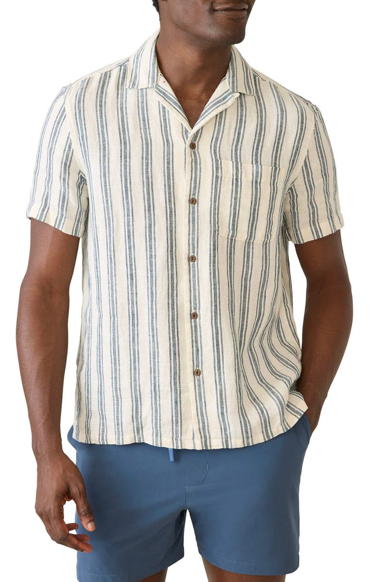 Faherty Palma Stripe Linen Camp Shirt, Main, color,