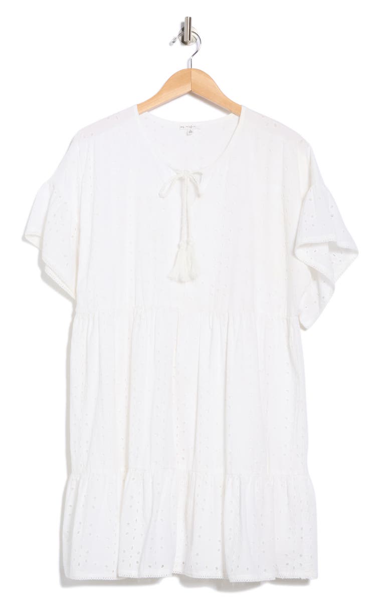 Maisie Embroidered Eyelet Short Sleeve Cotton Minidress, Alternate, color,