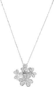 SUZY LEVIAN Sterling Silver Cubic Zirconia Flower Cluster Pendant Necklace