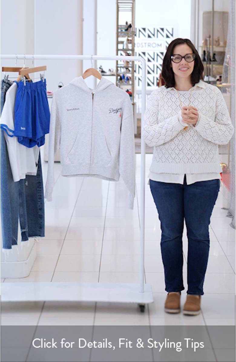 Dodgers Serif Crop Full Zip Graphic Hoodie, sales video thumbnail