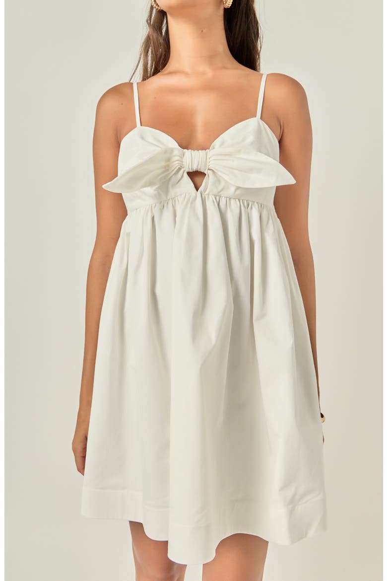 Bow Front Babydoll Minidress, Alternate, color, OFF WHITE