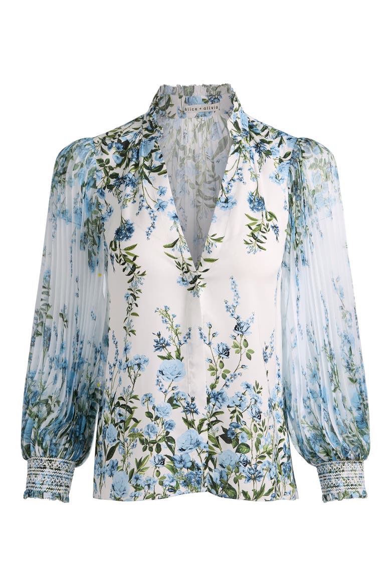 Ilan Floral Pleated Sleeve Button-Up Shirt, Alternate, color, FRESH AIR CAROLINA BLUE