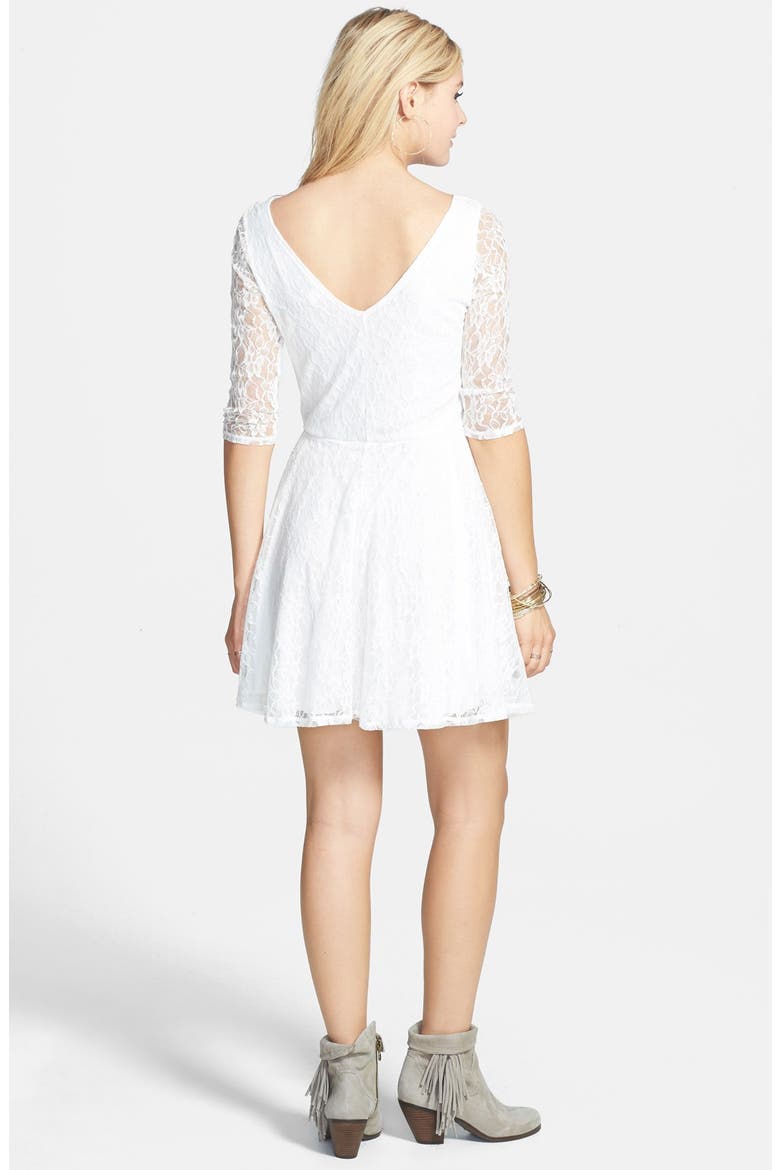Long Sleeve Lace Skater Dress, Alternate, color, CREAM EGRET