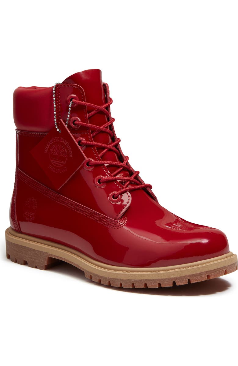 Timberland Premium Leather Boot, Main, color, Med Red Patent