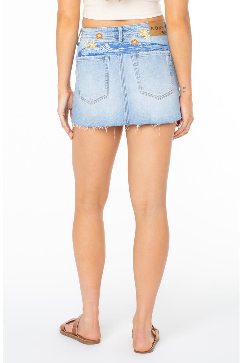 Golden Wave Embroidered Denim Miniskirt, Alternate, color, FIN-TASTIC