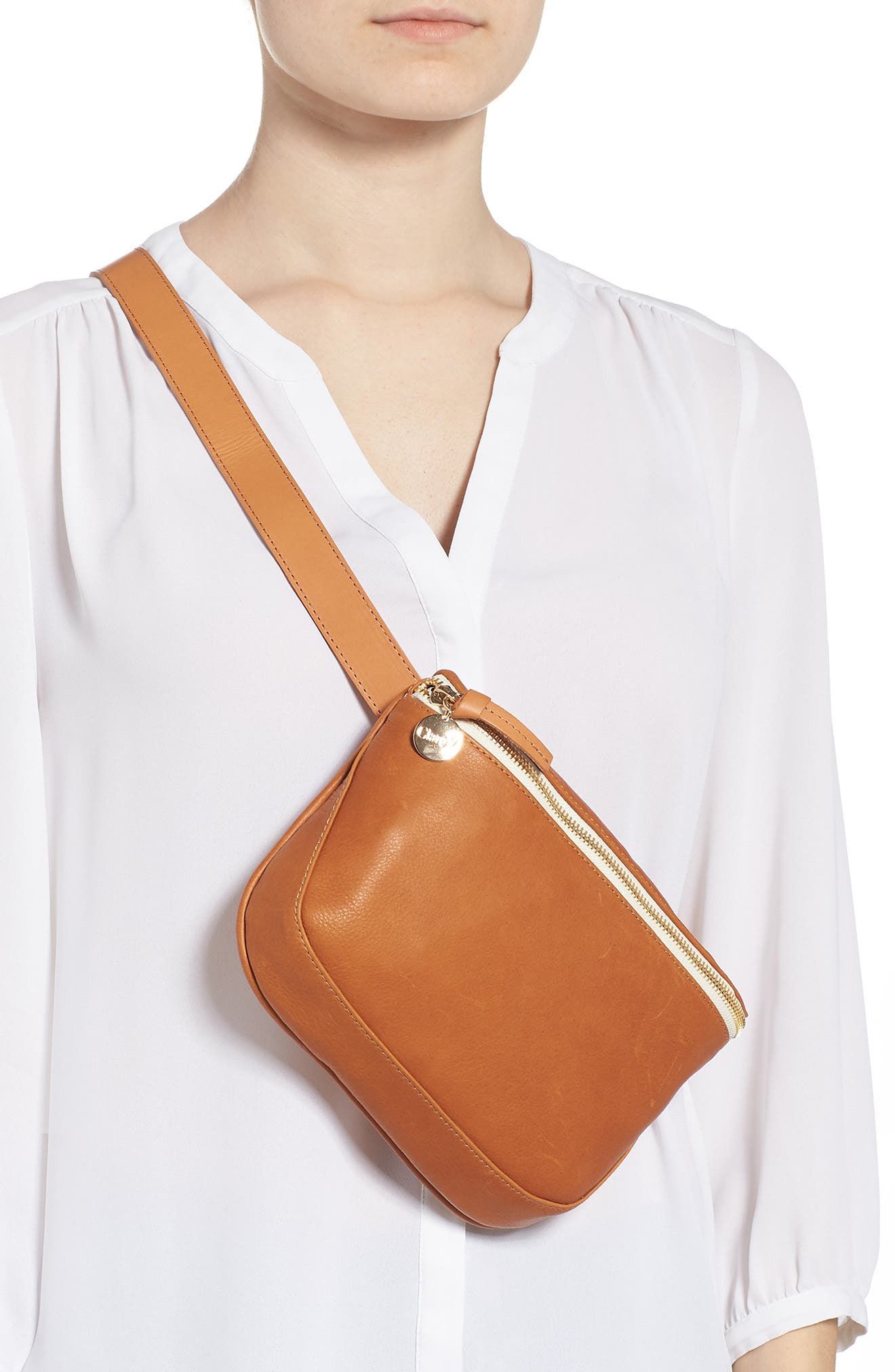 Clare V. Leather Fanny Pack, Alternate, color, 