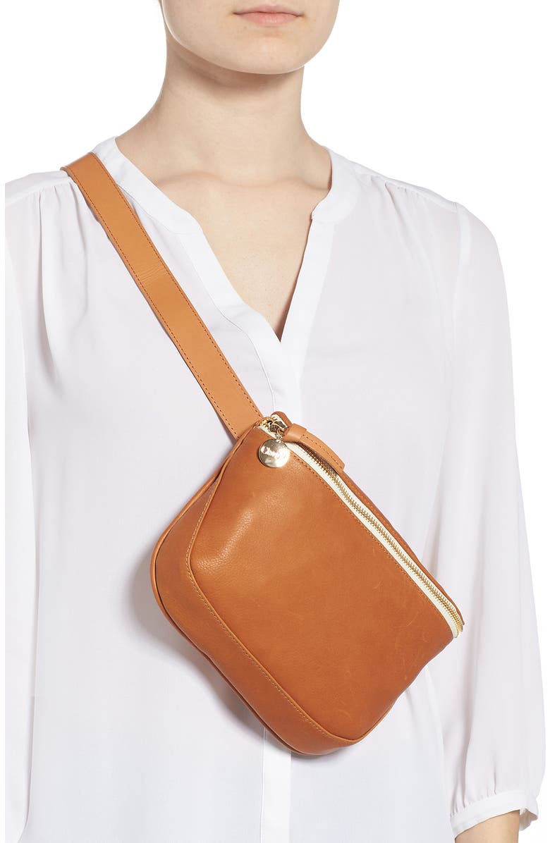 Clare V. Leather Fanny Pack, Alternate, color,
