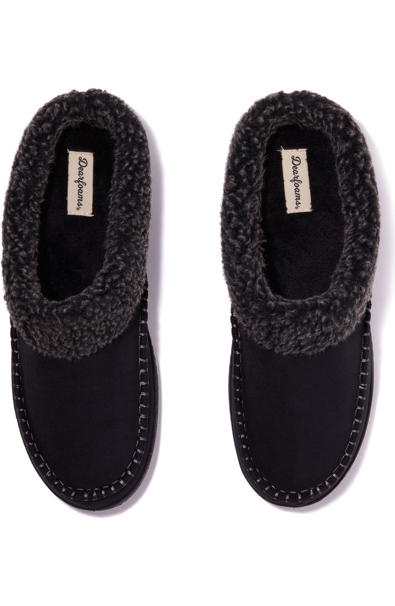 DEARFOAMS Marshall Microsuede Moccasin Toe Clog Slipper, Alternate, color, Black