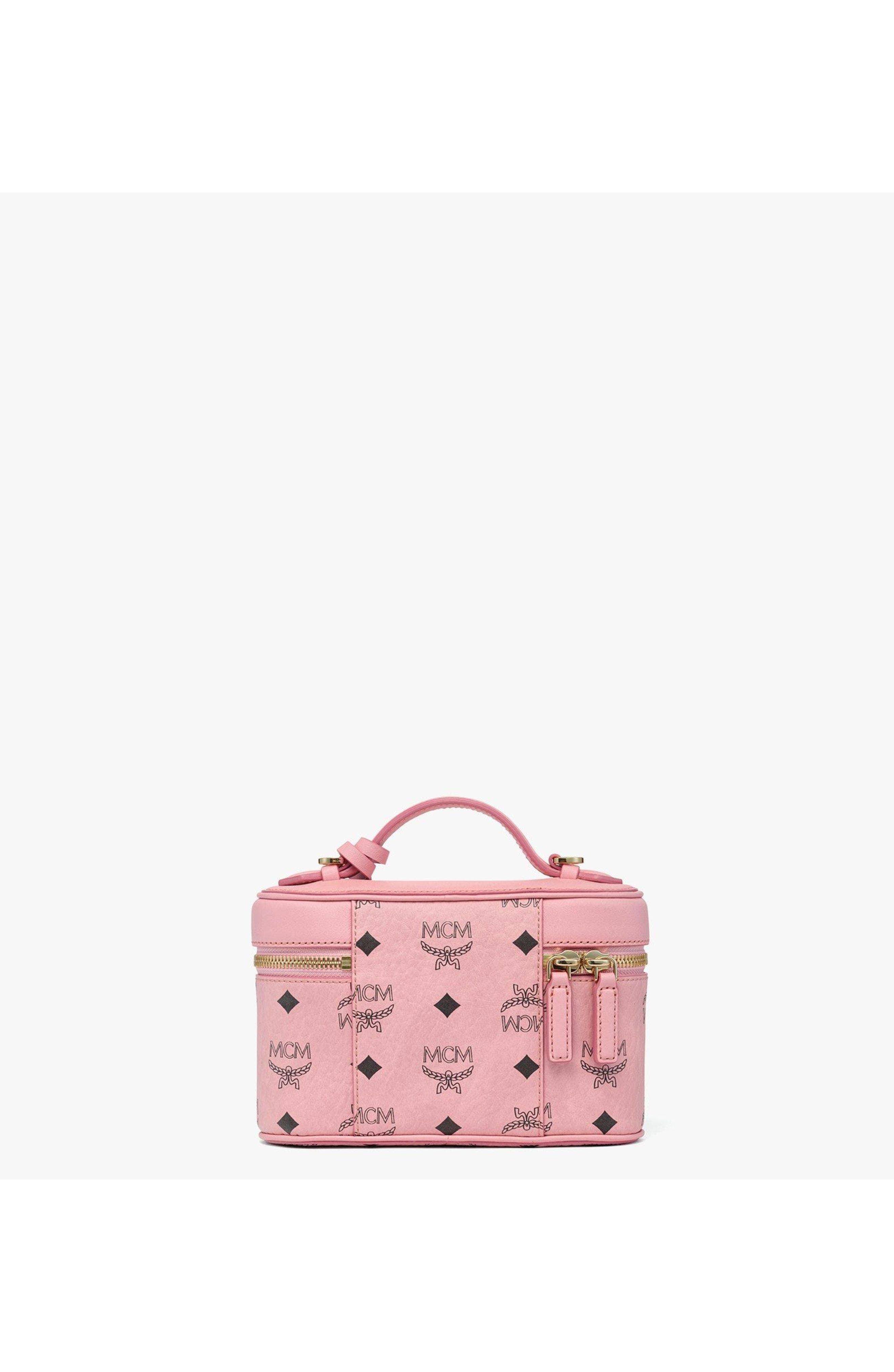MCM Aren Vanity Case in Visetos Leather Mix, Alternate, color, Soft Pink