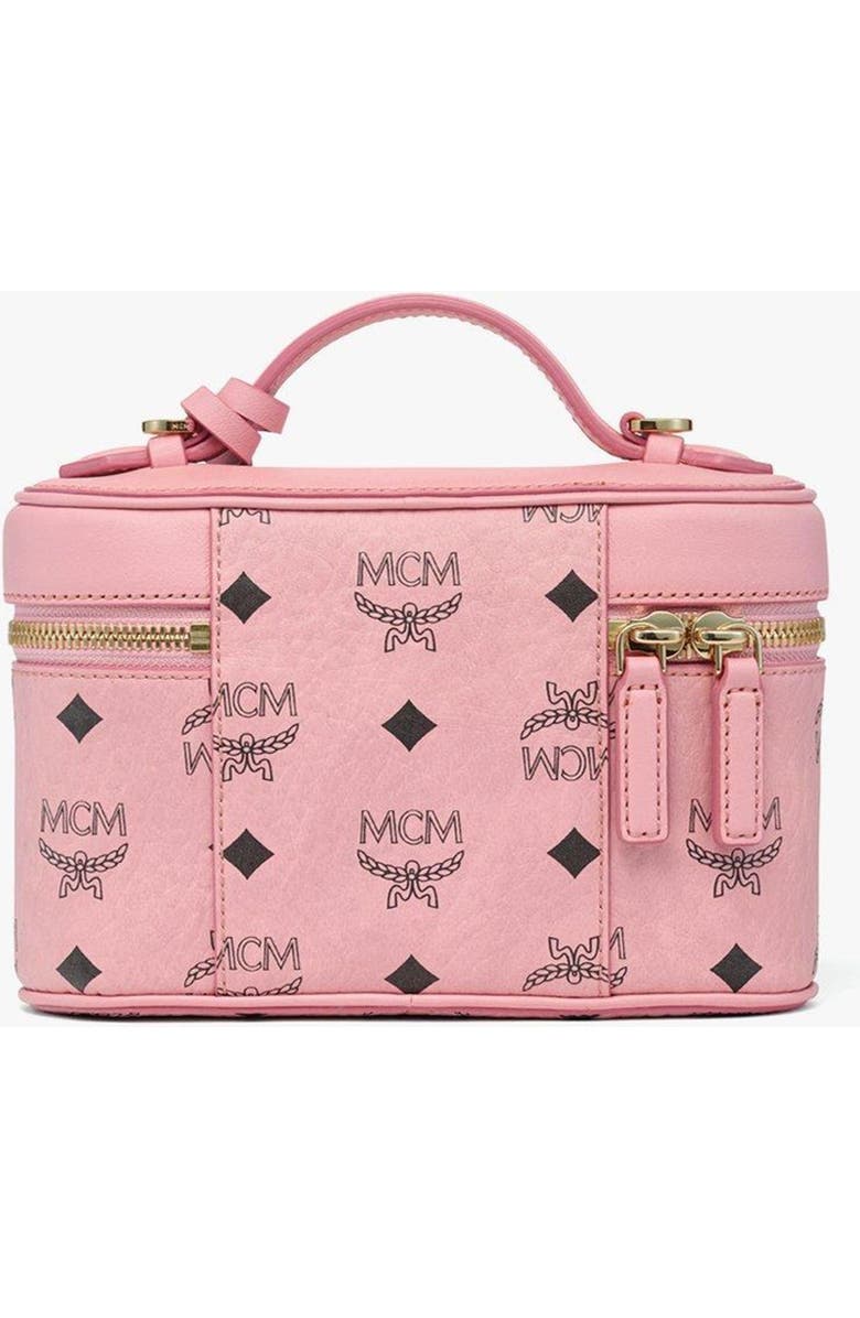 MCM Aren Vanity Case in Visetos Leather Mix, Alternate, color, Soft Pink