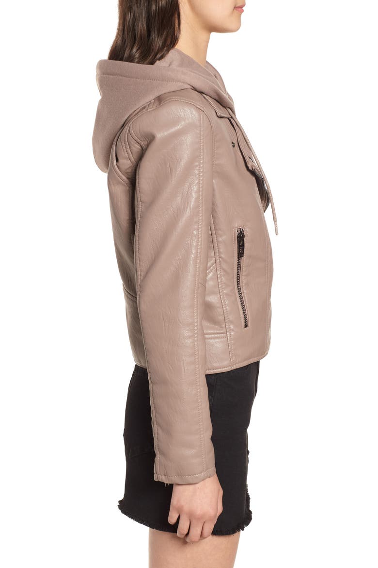 Meant to Be Moto Jacket with Removable Hood, Alternate, color, MUSHROOM