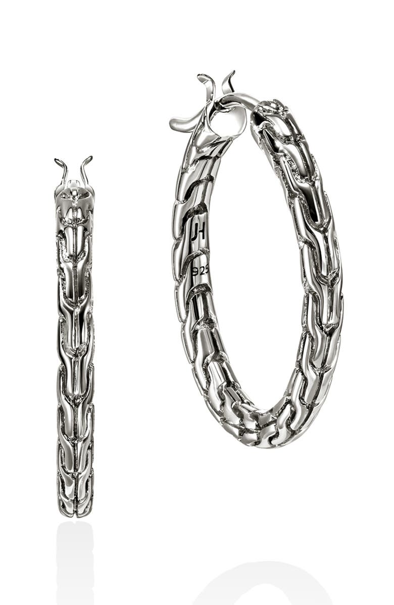 John Hardy JH Essential Hoop Earrings, Main, color, Silver