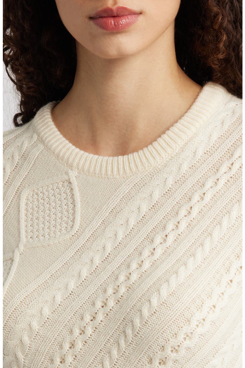 Eva Long Sleeve Cable Stitch Sweater Dress, Alternate, color, IVORY