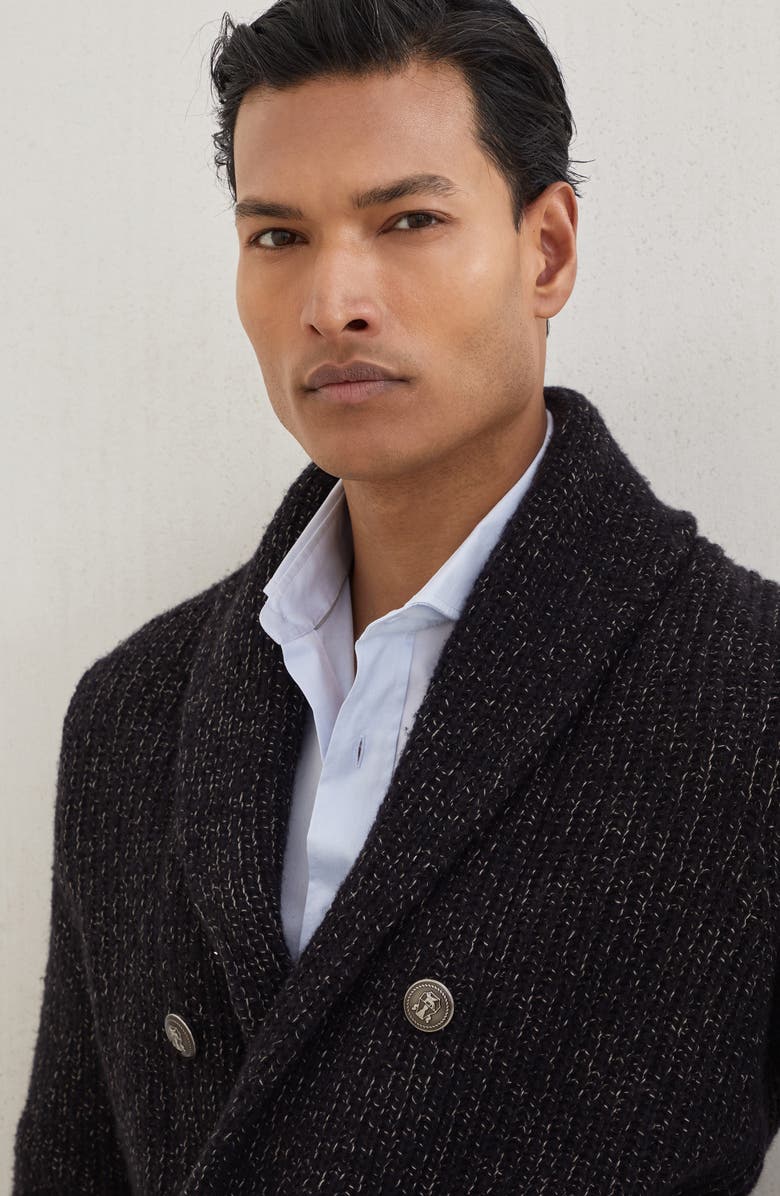 Brunello Cucinelli One-and-a-half breasted cardigan, Alternate, color, Black