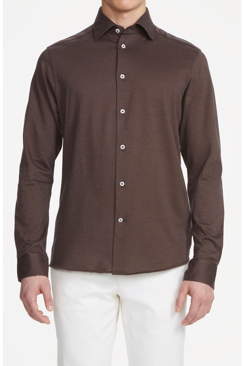 Abbott Knit Button-Up Shirt, Alternate, color, BROWN