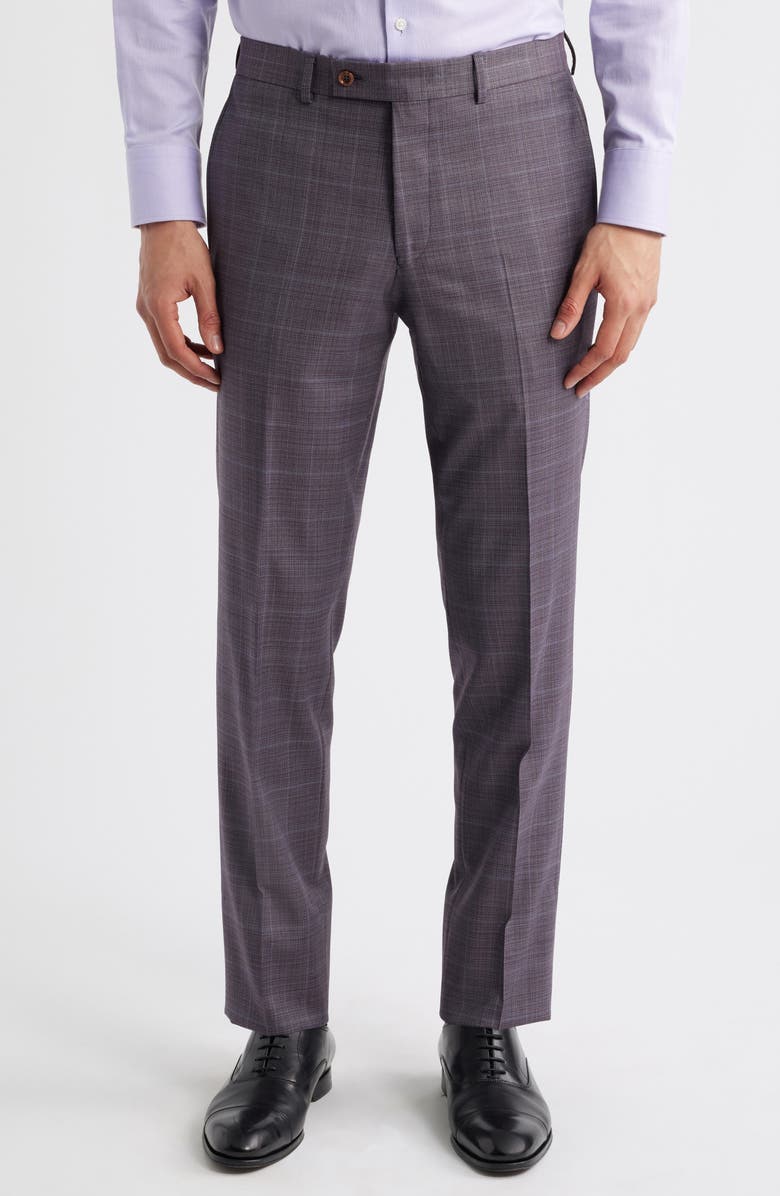 Jack Victor Esprit Regular Fit Burgundy Plaid Super 120s Wool Suit, Alternate, color, Burgundy