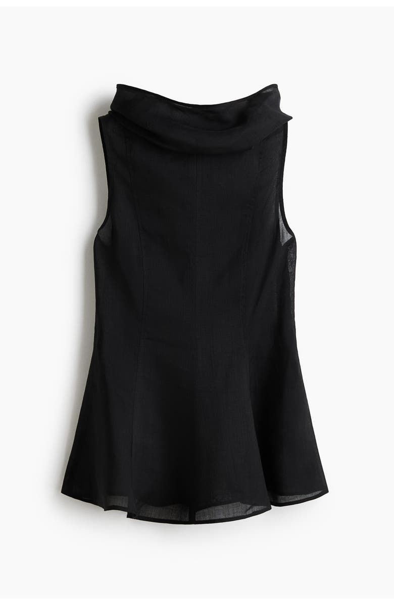 H&M Ramie-blend Peplum Top, Main, color, Black