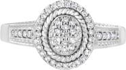 Haus of Brilliance Silver 1/3 Cttw Pave Set Round-Cut Diamond Braided Halo Cocktail Ring