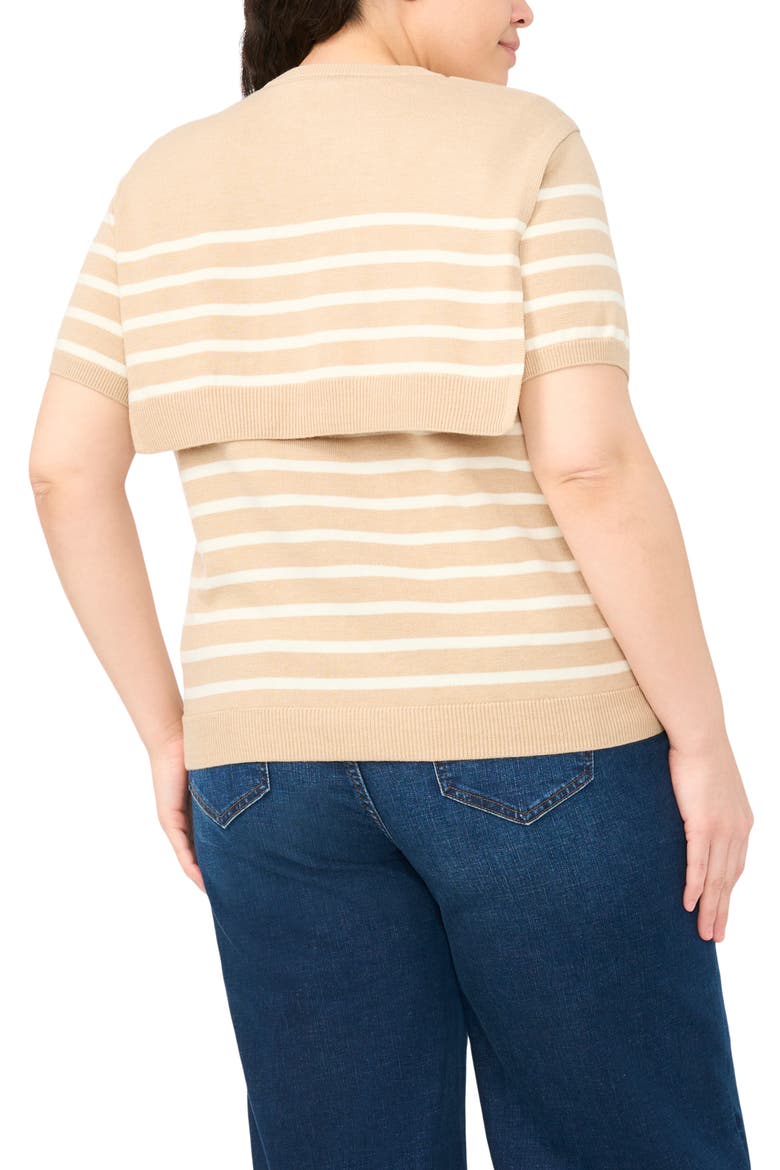 Shoulder Wrap Short Sleeve Sweater, Alternate, color, MALTED TAUPE