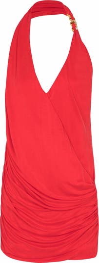 Draped jersey halterneck dress