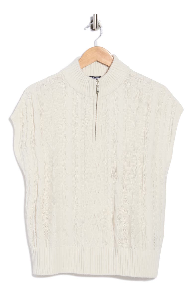 Cable Knit Half Zip Pullover, Main, color, PALE OAK