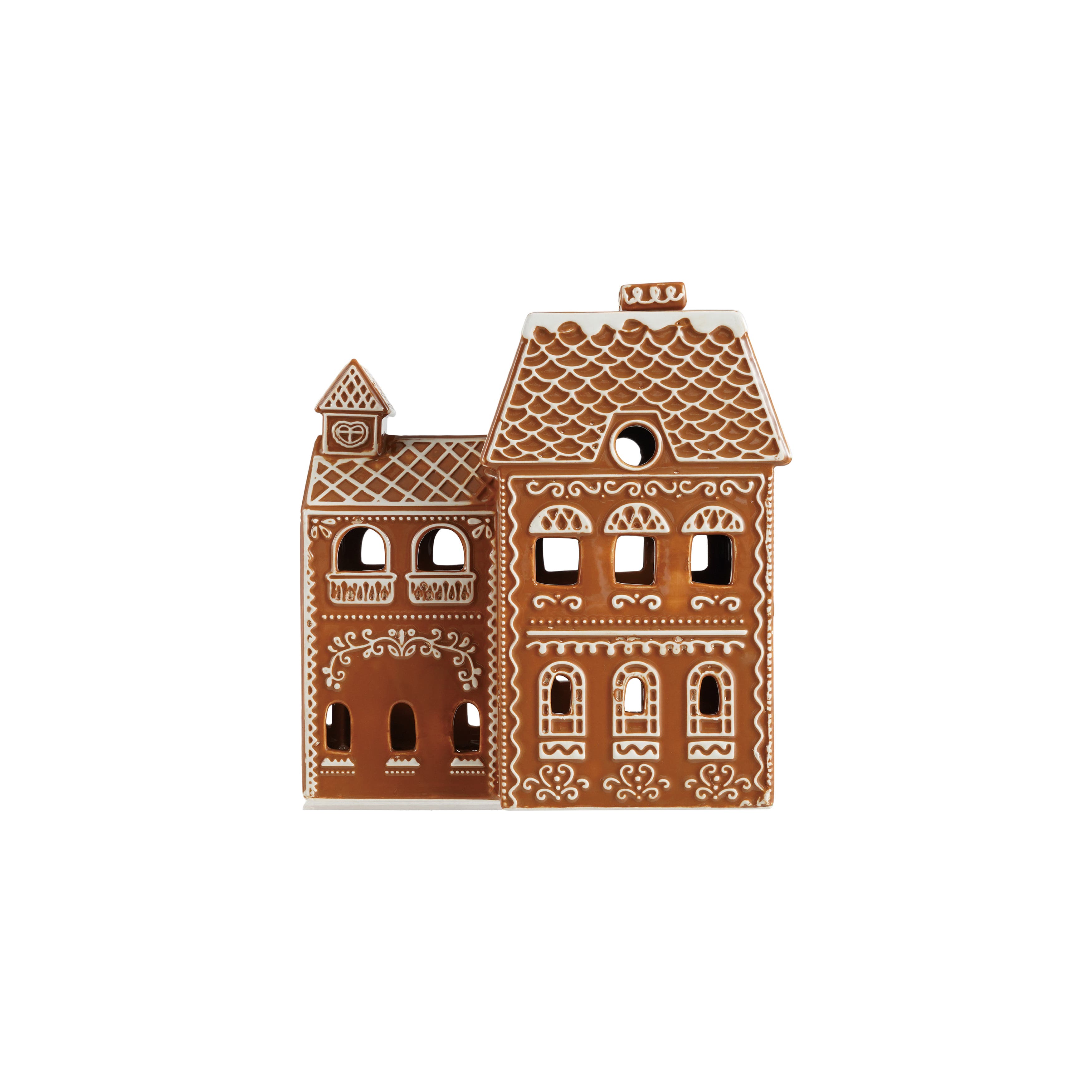 Olive Grove Dolomite Clay Gingerbread House with Glazed Detailing ...