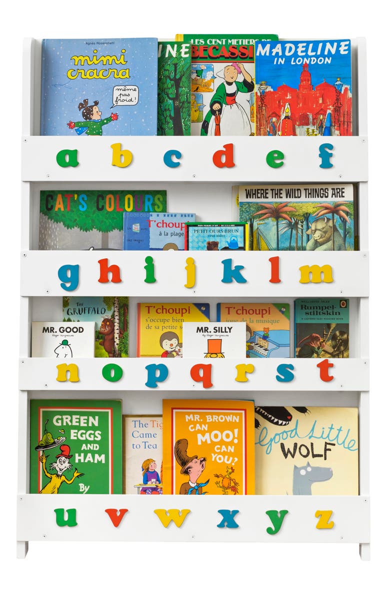 Tidy Books Rainbow ABC White Wood Bookcase, Main, color, White