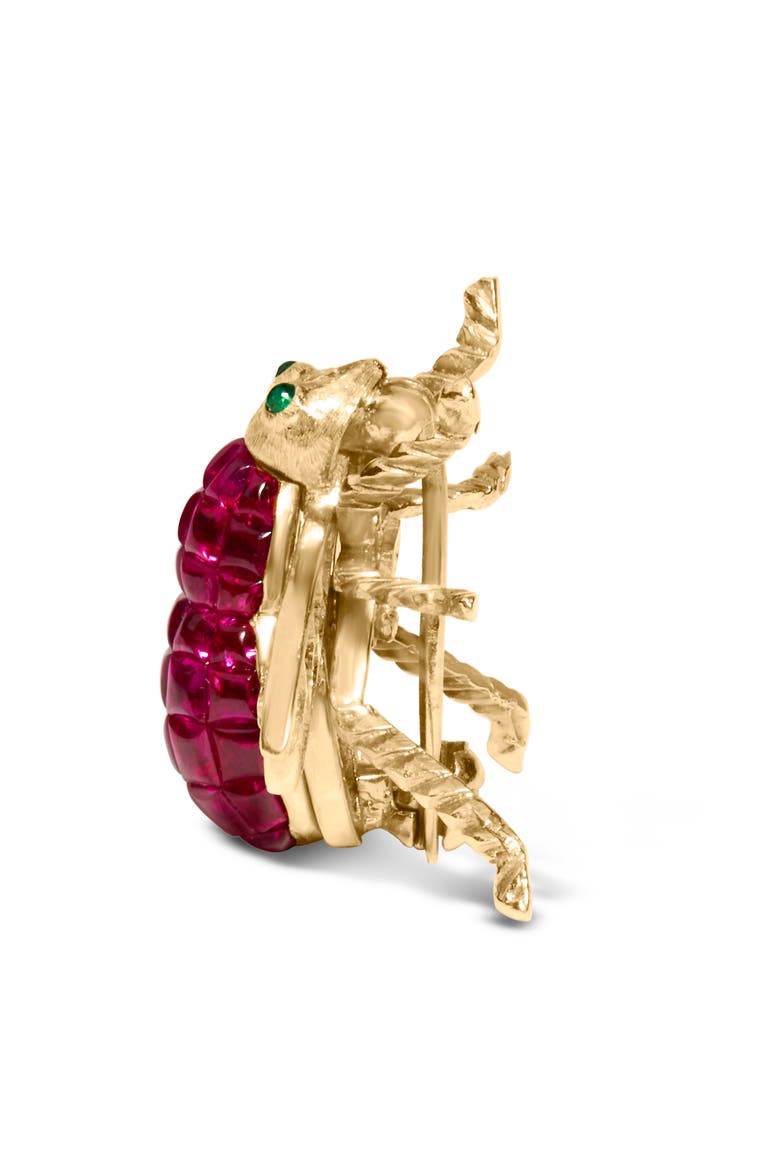 18K Yellow Gold 3/8 Cttw Diamond and 6 3/4 Cttw Red Ruby Bumblebee Brooch Pin, Alternate, color, Yellow