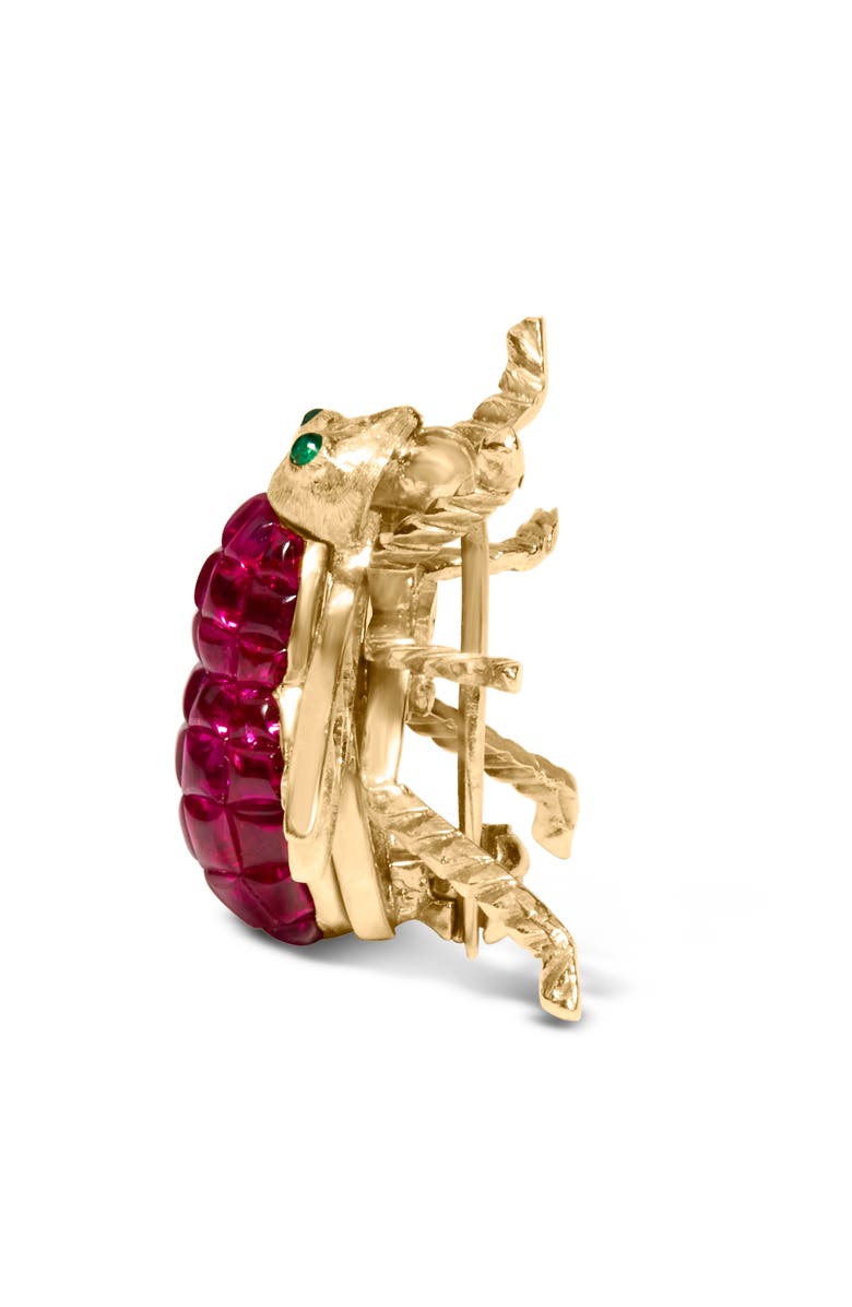 Haus of Brilliance 18K Yellow Gold 3/8 Cttw Diamond and 6 3/4 Cttw Red Ruby Bumblebee Brooch Pin, Alternate, color, Yellow