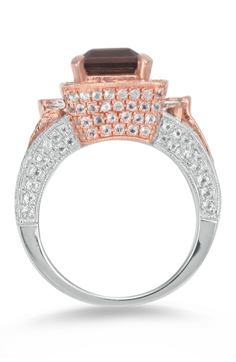 SUZY LEVIAN Two-Tone Sterling Silver Smoky Quartz & White Topaz Ring, Alternate, color, Brown