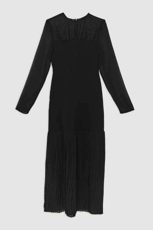Karen Millen Jersey Pleated Maxi Dress In Black