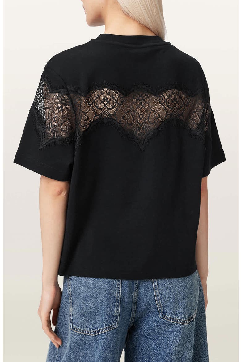 Lisa Lace Panel T-Shirt, Alternate, color, BLACK