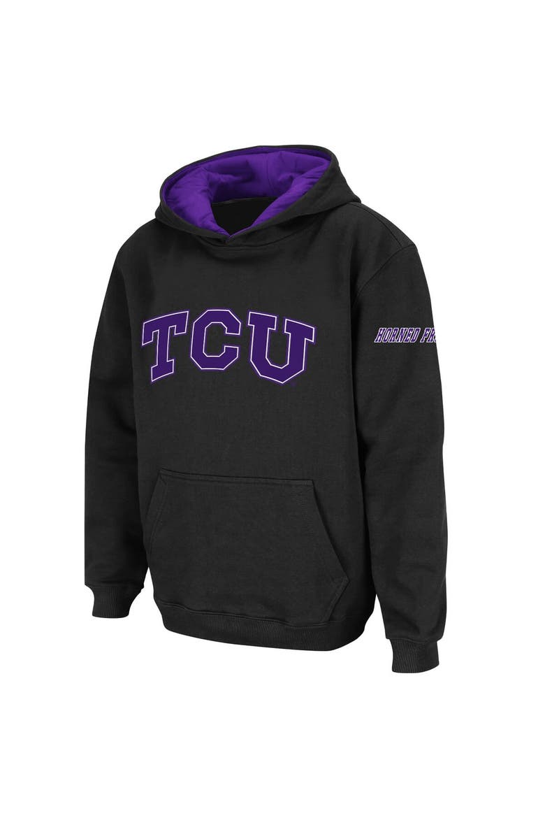 Youth Stadium Athletic Black TCU Horned Frogs Big Logo Pullover Hoodie, Main, color, Black