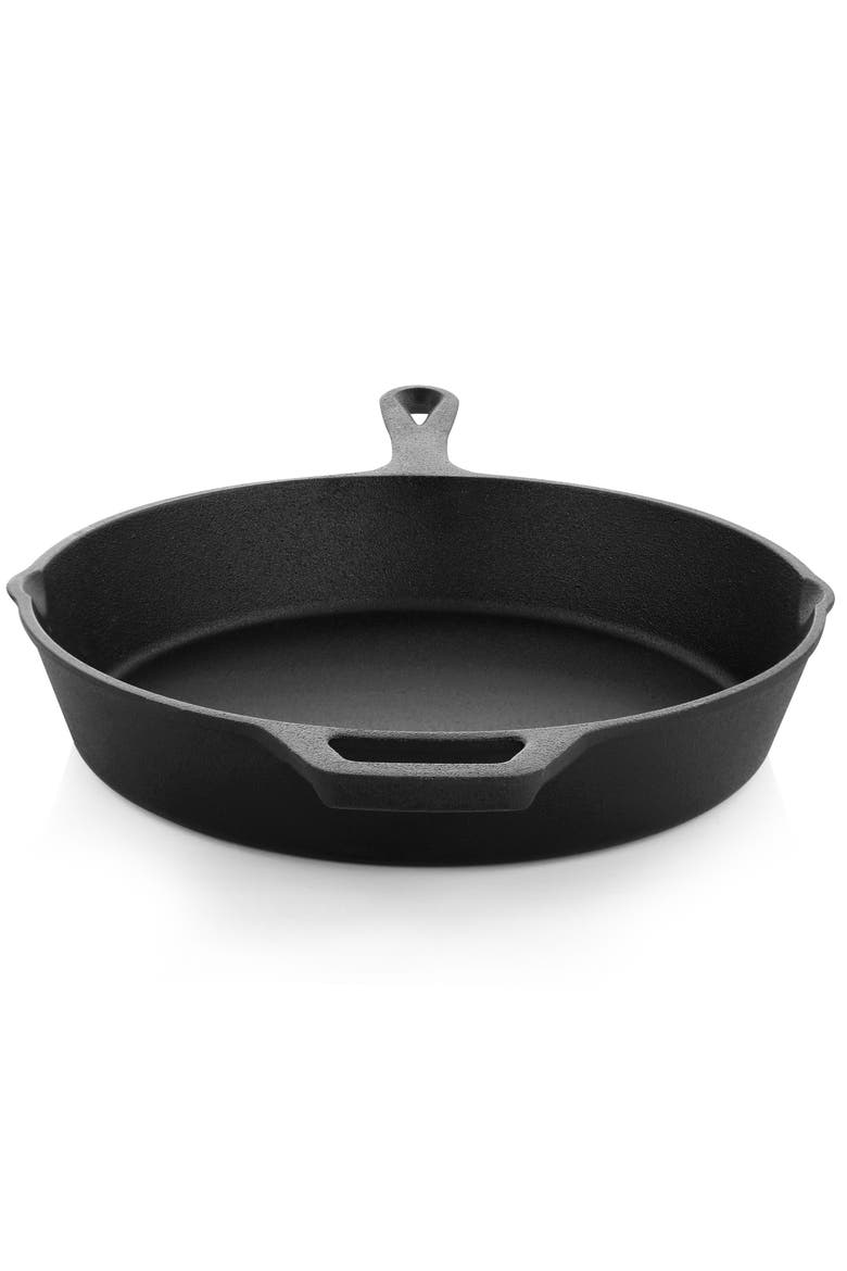 10 Inch Round Preseasoned Cast Iron Frying Pan with Handle, Alternate, color, Black