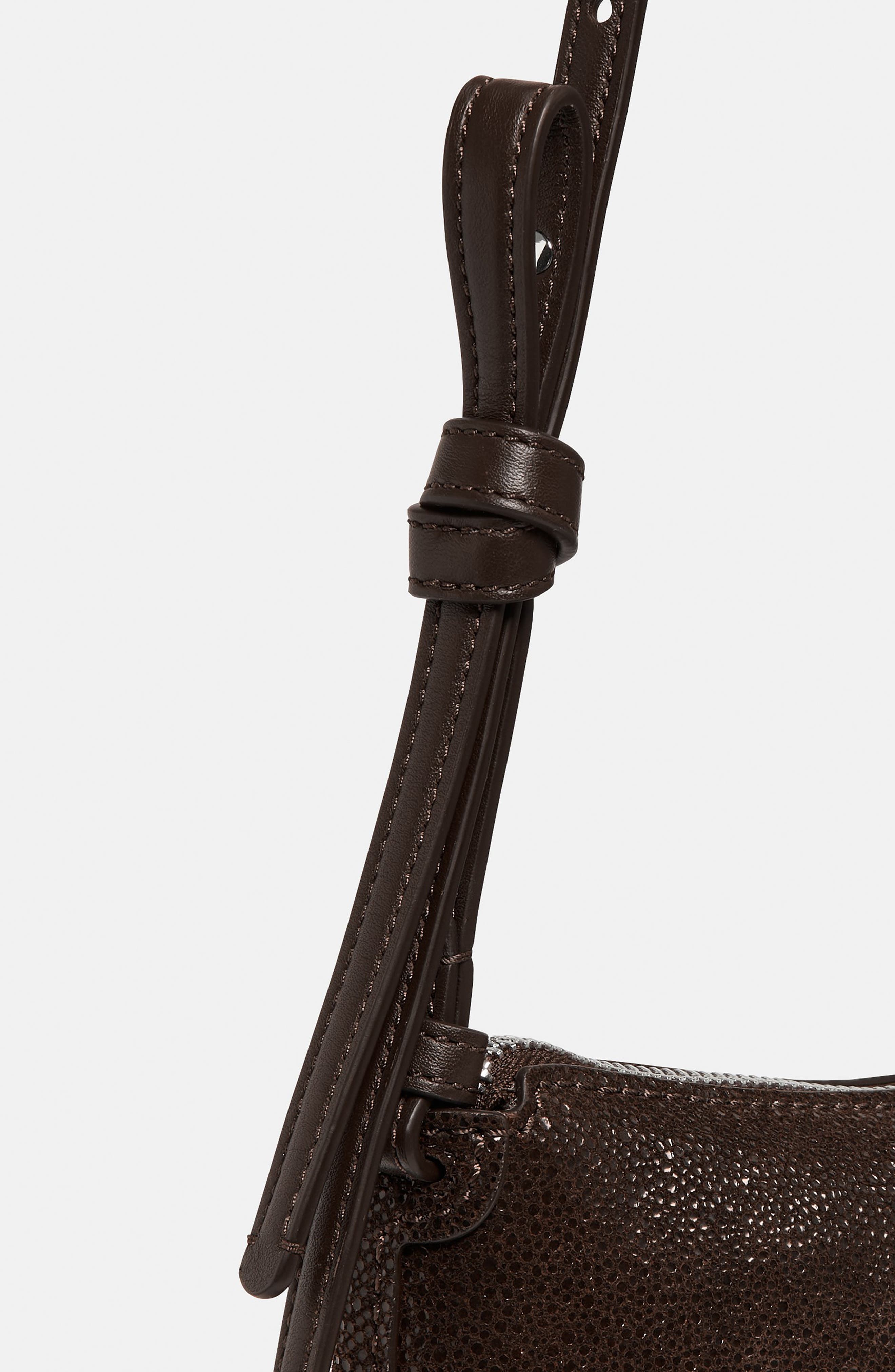 Loop Dot Printed Leather Crossbody Bag, Alternate, color, HOT FUDGE