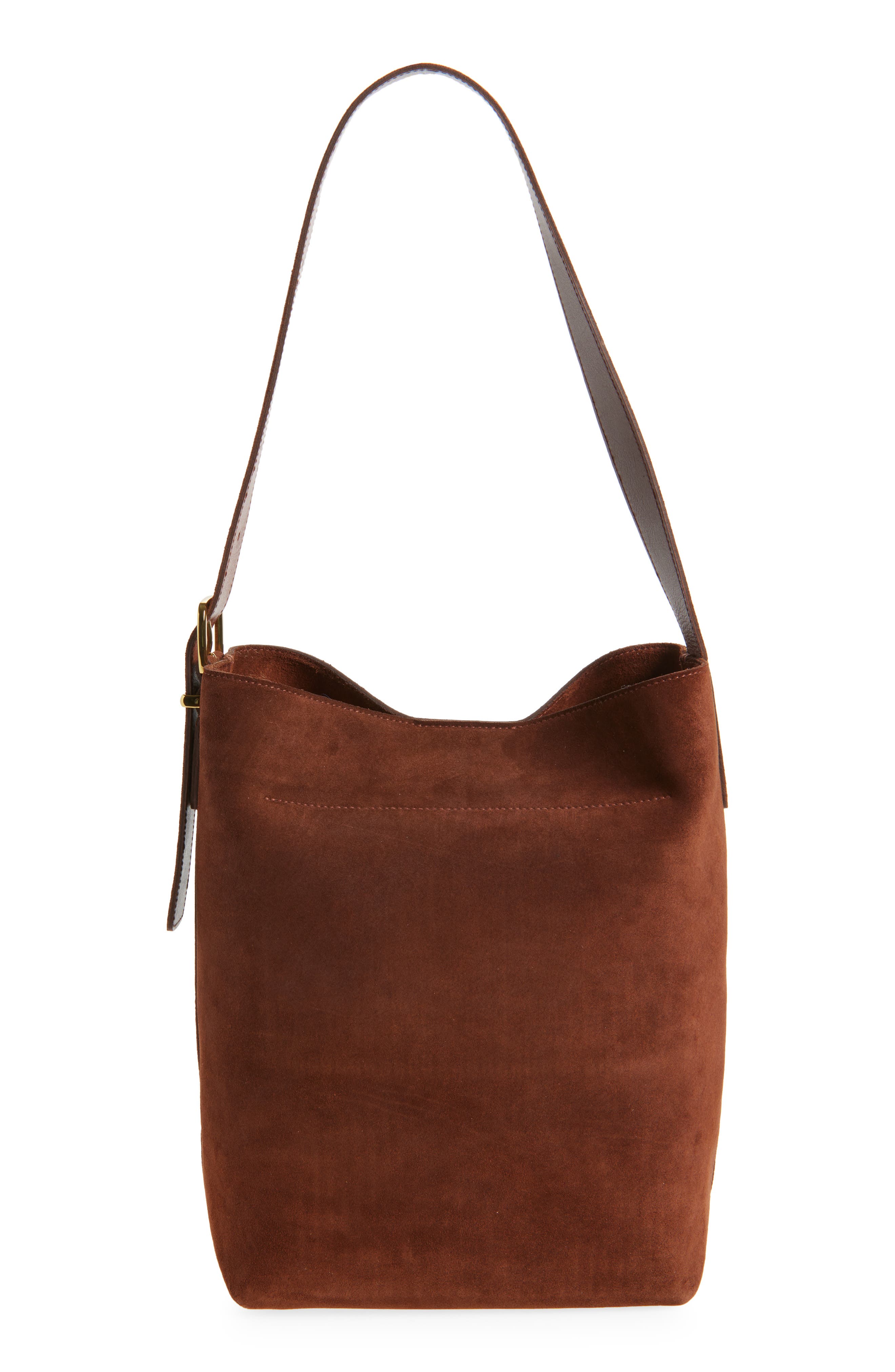Madewell Essentials Suede Bucket Bag, Alternate, color, Soft Mahogany