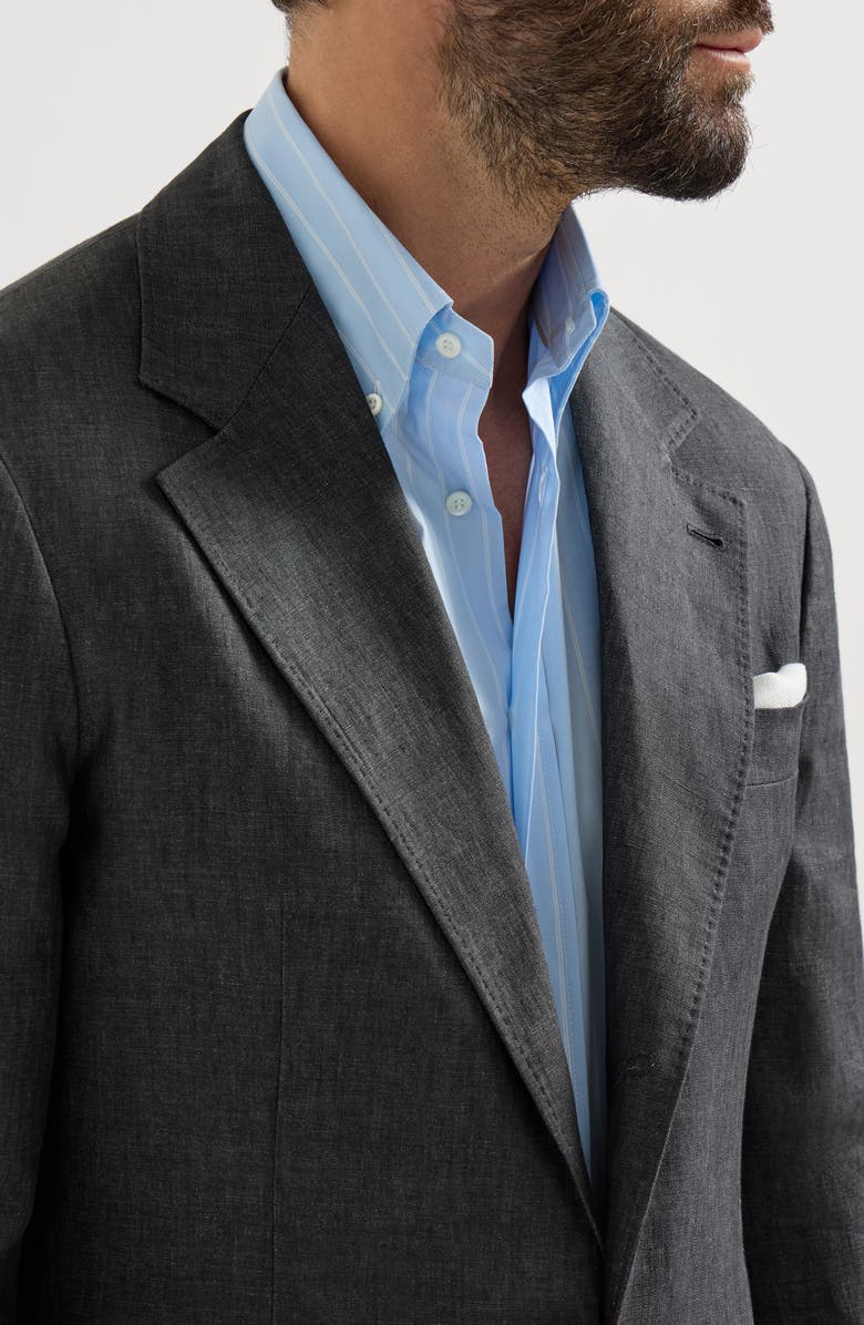 Brunello Cucinelli Linen unconstructed blazer, Alternate, color, Anthracite